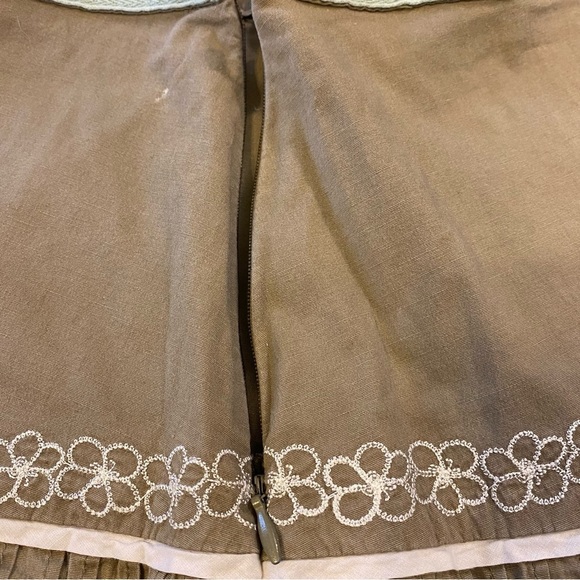 Vintage 80’s Prairie Skirt Large Drop Waist Multi Tiered Khaki and Ivory Retro - Picture 13 of 16